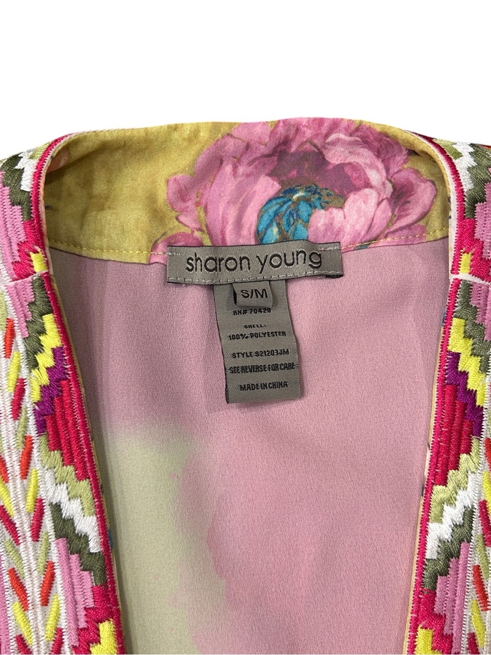Sharon Young Summer In Bloom Abstract Print Kimono Size S/M - Picture 4 of 11
